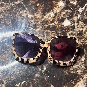 Leopard Print Square Sunglasses